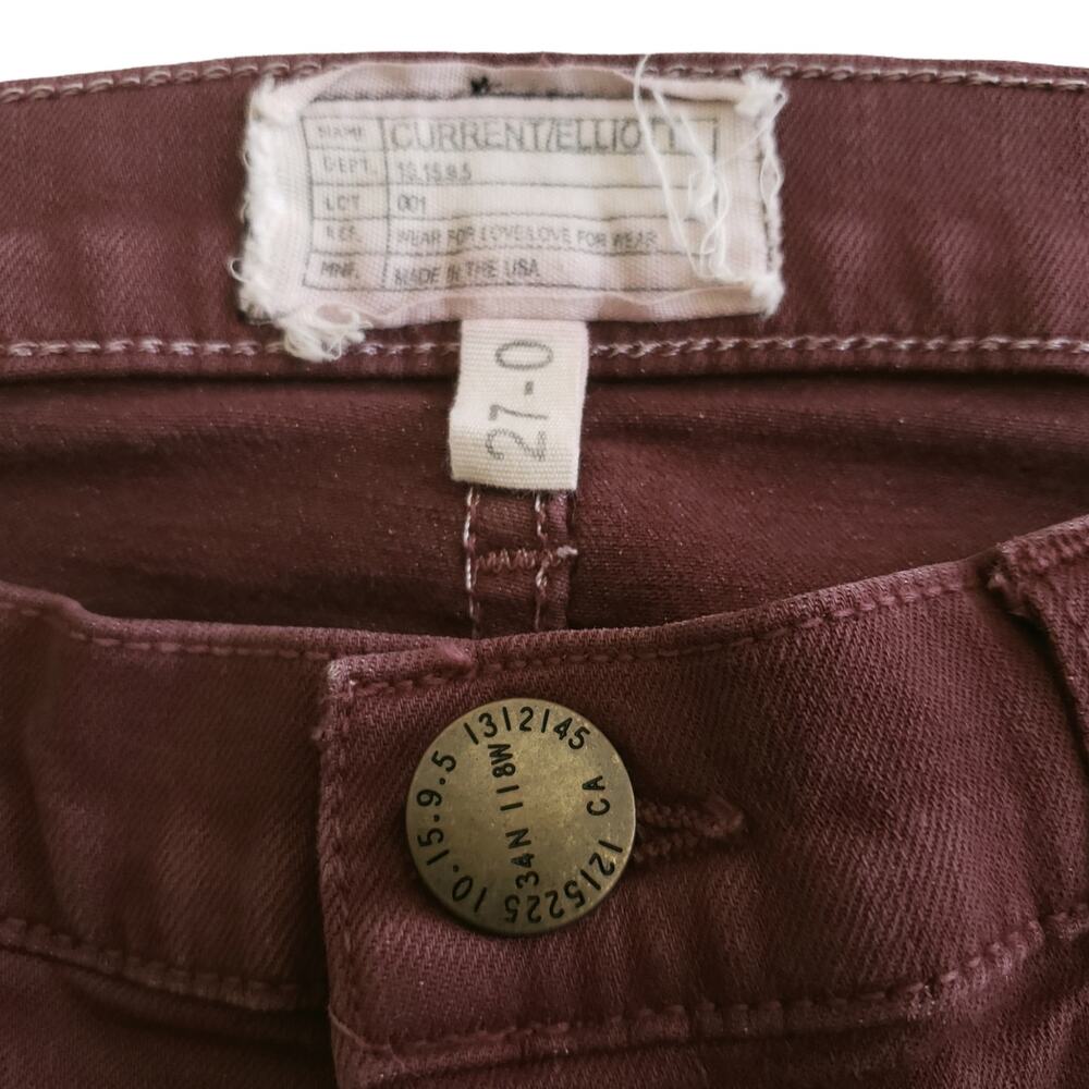 CURRENT/ELLIOTT The Ankle Skinny low rise waist retro jeans in garnet Size 27 - Picture 5 of 8